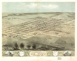 Vue aérienne de la ville de De Witt, Clinton Co., Iowa 1868. LOC 73693396 - A. Ruger