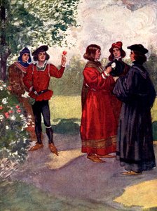Les nobles cueillaient des roses rouges ou blanches et les mettaient dans leurs casquettes, 15ème siècle, 1905