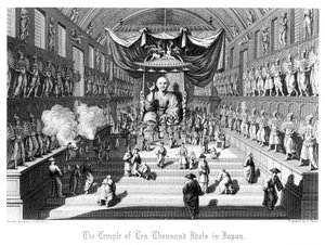 Le Temple des Dix Mille Idoles au Japon, vers 1860