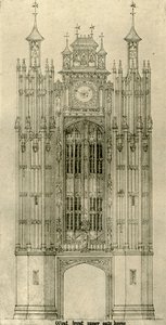 Dessin architectural : façade ouest de la porte intérieure, 1833-1834, 1906 - A. W. N. Pugin
