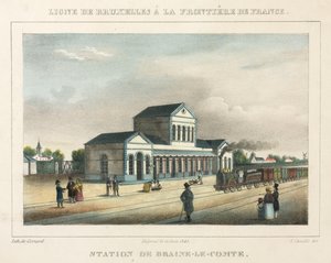 Gare de Braine-le-Comte, Belgique, gravé par Gerard, 1843 - A. after Canelle