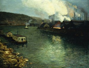 Soirée, usines sur la rivière