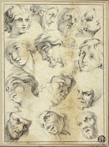 13 croquis de différents visages - Abraham Bloemaert