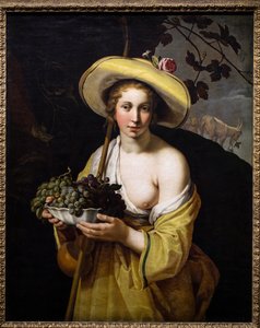 Bergère avec un plat de raisins - Abraham Bloemaert