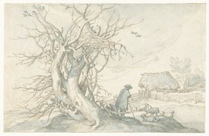 Berger avec des moutons près d