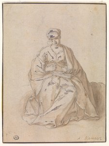 Marie, assise avec un livre
