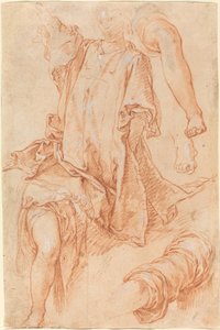 Études de jambes et draperie [recto] - Abraham Bloemaert