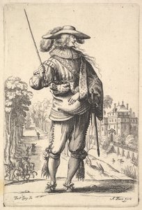 Un gentilhomme avec la tête tournée vers la droite en profil, portant un chapeau à plumes, 1629