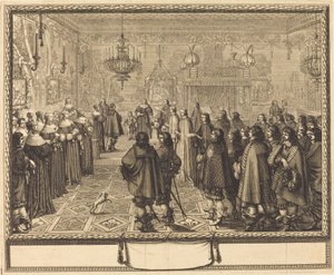 Cérémonie du contrat de mariage entre Vladislas IV, roi de Pologne, et Louise-Marie de Gonzague, princesse de Mantoue, à Fontainebleau - Abraham Bosse