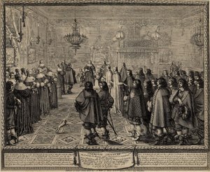 Cérémonie du contrat de mariage entre Wladyslaw IV, roi de Pologne et Marie Louise Gonzaga