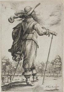 Homme avec une Canne, vu de dos, du Jardin de la Noblesse Française - Abraham Bosse