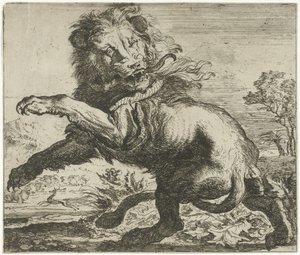 Lion et serpent en combat - Abraham Danielsz. Hondius