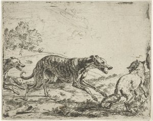 Renard et les trois chiens - Abraham Danielsz. Hondius