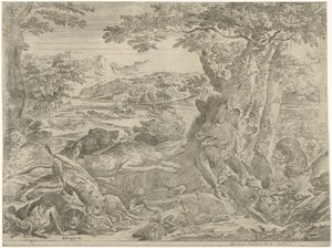 Sanglier attaqué par des chiens - Abraham Danielsz. Hondius