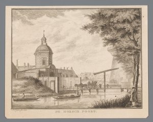 Vue sur la Morspoort à Leyde