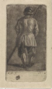 Homme avec une canne, vu de dos - Abraham Delfos