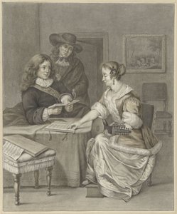 Couple jouant de la musique, un homme regarde