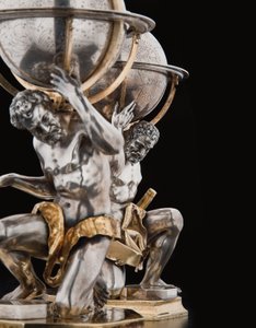 Deux globes terrestres et célestes exceptionnels, soutenus par Hercule et Atlas, Augsbourg