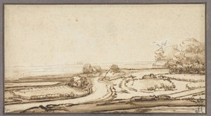 Paysage vallonné avec chemin et maison en lisière de forêt