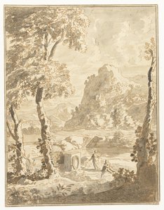 Paysage arcadien avec petites figures