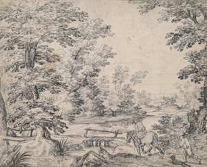 Paysage avec homme à cheval