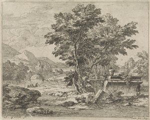 Paysage avec une ruine classique