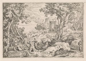 Paysage avec temple (Paysages classiques) - Abraham Genoels