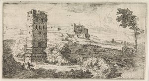 Paysage avec tour carrée