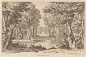 Les deux statues - Abraham Genoels II after Adam Frans van der Meulen