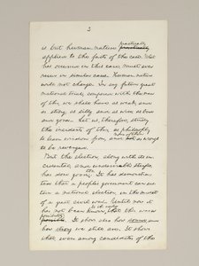 Manuscrit autographe du discours de victoire électorale de Lincoln en tant que président, prononcé à Washington D.C., depuis la fenêtre de la Maison Blanche le soir du 10 novembre
