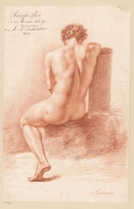 Nu masculin assis, vu de dos (2e prix 1812) - Abraham Lion Zeelander