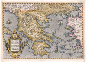 Carte de la Grèce et de la mer Égée de 1584 par Abraham Ortelius
