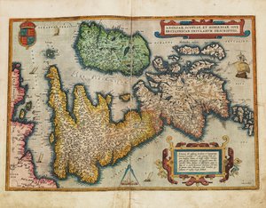Angliae, Scotiae, et Hiberniae, sive Britannicar: Insularum descriptio (Angleterre, Écosse et Irlande, autrement connues sous le nom des Îles Britanniques) - Abraham Ortelius