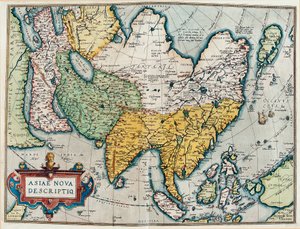 Description du continent asiatique, carte géographique du "Theatrum Orbis Terrarum" - Abraham Ortelius
