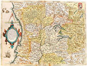 Ducatus Mediolanensis, Finitimarumq Regionu Descriptio Auctore Iooanne Georgio Septala Mediolanense Carte géographique du duché de Milan du "Theatrum Orbis Terrarum" par Abraham Ortelius