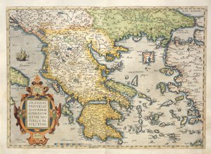 Carte de la Grèce, du Theatrum Orbis Terrarum par Abraham Ortelius - Abraham Ortelius