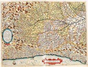 Pedemontanae Vicinorumque Regionum Auctore Iacobo Castaldo Descrip. Carte géographique de l