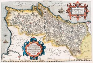Carte géographique du territoire du Portugal de « Theatrum Orbis Terrarum » par Abraham Ortelius (Oertel, Ortell ou Ortel) - Abraham Ortelius