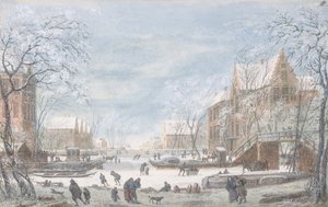Neige tombant sur une ville hollandaise
