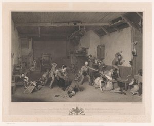 Colin-maillard dans un intérieur avec cheminée