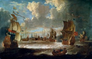 Navires dans un lagon, XVIIe ou début XVIIIe siècle - Abraham Storck
