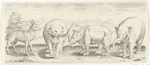 Gazelle, éléphant et rhinocéros - Abraham de Bruyn (possibly)