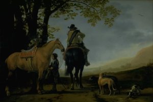 Deux cavaliers dans un paysage