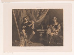 Peintre avec femme et enfant dans son atelier