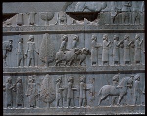 Vue des reliefs des escaliers est