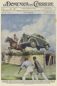 Une voiture et un cheval sautent une haie à un hippodrome de la Nouvelle-Orléans