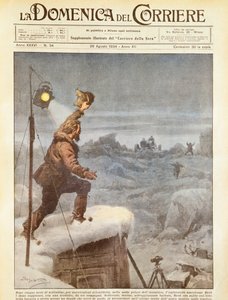 Explorateur américain, Richard E Byrd, rejoint par des compagnons en Antarctique après avoir été seul pendant cinq mois, illustration d
