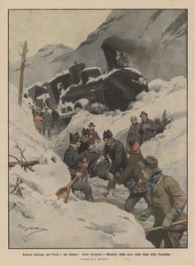 Enormes chutes de neige dans le Frioul et le Cadore, train bloqué par la neige sur la ligne de Pontebba - Achille Beltrame