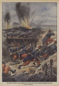 Épisodes de la guerre, troupes françaises mises en fuite par une tranchée souterraine bombardée par les ennemis