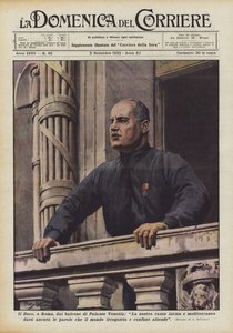 Il Duce à Rome, du balcon du Palazzo Venezia - Achille Beltrame